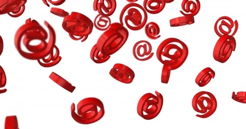At sign email falling red - white background Stock Footage 83034766