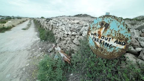 Sign on an empty road. Stock Footage 77465483