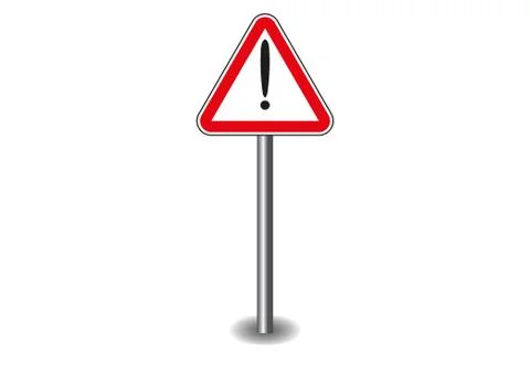 Sign exclamation mark in red triangle on the stick Stock Illustration