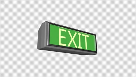 Sign of exist. Animation of the evacuation exit. 3D rendering Stock Footage 169621209