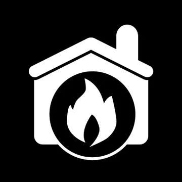 Sign, fire in the house solid icon. vector illustration isolated on black. glyph 스톡 일러스트