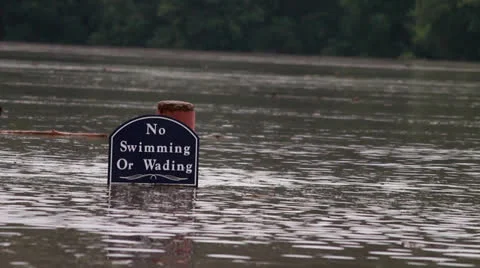 Sign in Flood Stock Footage 25036422