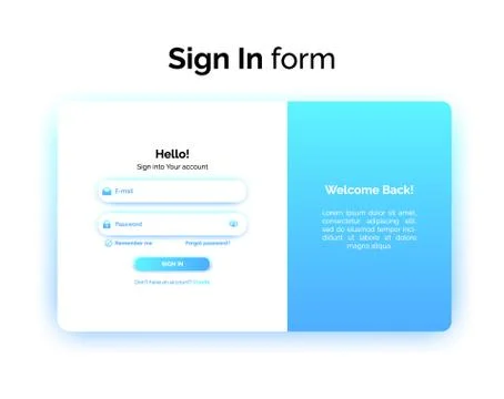 Sign In form, web design UI UX, login interface with gradient, vector Stock Illustration