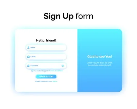Sign up form, web design, UI UX registration interface with gradient, vector Stock Illustration