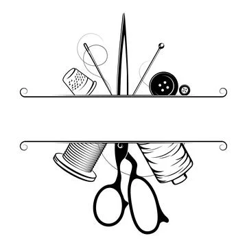 Sign frame for a sewing and tailoring salon Stock-Illustration