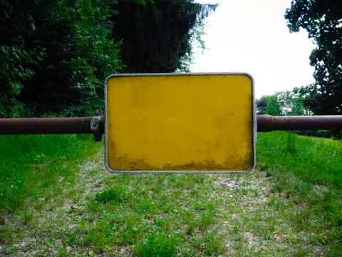 Sign on gate, close-up Stock Photos