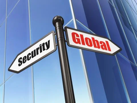 Sign Global Security on Building background 库存插图