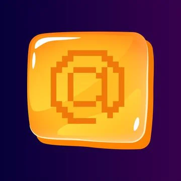 At sign glossy ui button with pixelated icon Stock Illustration