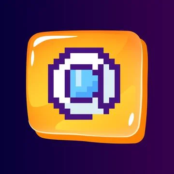At sign glossy ui button with pixelated color icon Stock Illustration