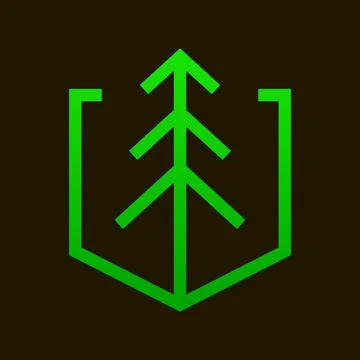 Sign of green herringbone on shield Stock Illustration