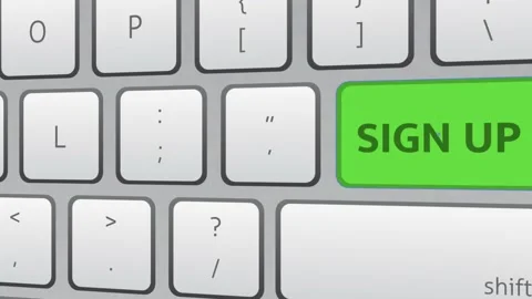 Sign up green key button being clicked on white keyboard. Stock-Footage 221460137