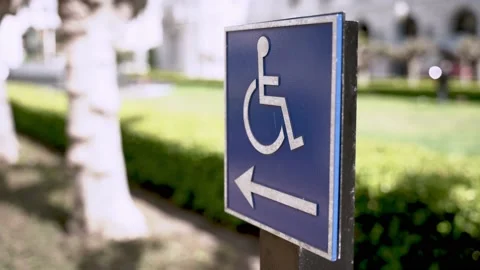 Sign with a handicap image and a left arrow Stock Footage 157752773
