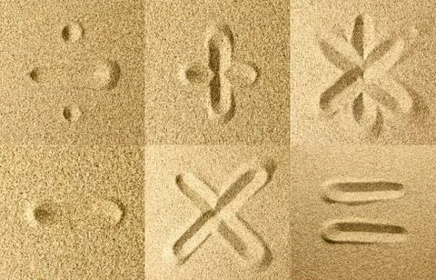 Sign handwritten in the sand Stock Photos