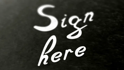 "Sign here" in the page. Negative image. Looping footage has 4K resolution. Video stock 98977516