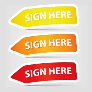 Sign here stickers Stock Illustration