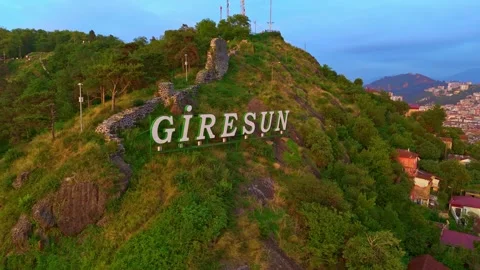 Sign on a hill with a castle. Stock Footage 284683525
