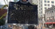 Sign Honoring Rosa Parks And The Montgomery Bus Boycott Stock Footage
