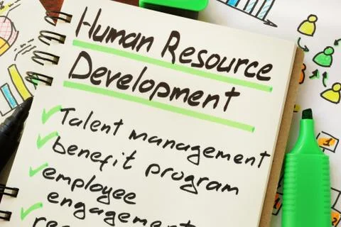 Sign human resource development on a page of notebook. Stock Photos