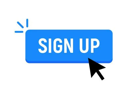 Sign up icon button link. Register signup online now free login click vector Stock Illustration