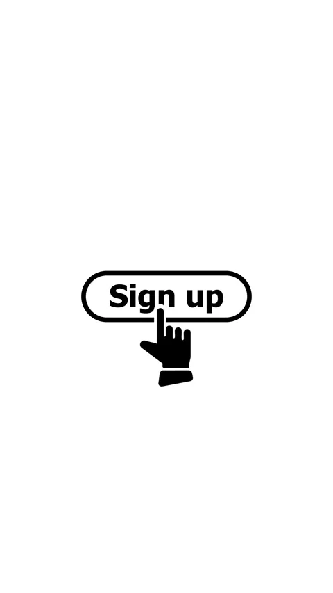 Sign Up icon. Digital hand cursor clicking "Sign Up" button animation. Fing.. Stock Footage 323805325