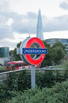 The sign indicates the subway Stock Photos