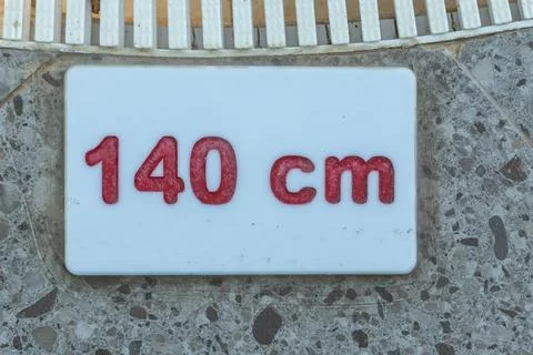 Sign Indicating 140 Centimeters Depth Stock Photos