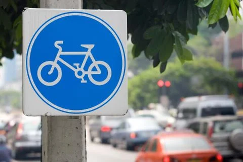 Sign Indicating Cycle Path 스톡 사진