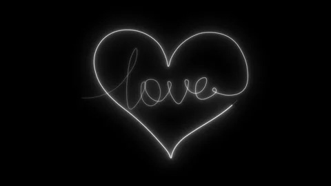 Sign infinity and heart text love icon Neon line drawing animation on a black ba Video stock 303366023