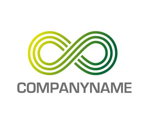 The sign of infinity in greens. Mobius loop. Three lines. Ready logo Stock Illustration