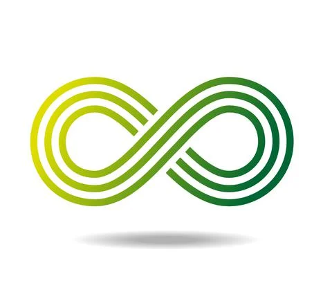 The sign of infinity in greens. Mobius loop. Three lines Stock Illustration