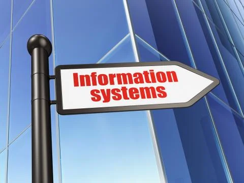 Sign Information Systems on Building background Ilustración de archivo
