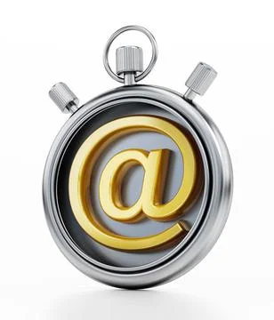 At sign inside chronometer isolated on white background. 3D illustration Illustrazione stock