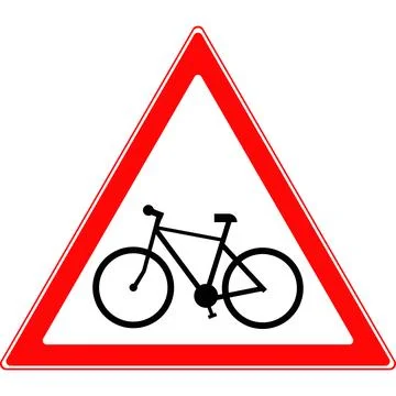 The sign intersection with the bike path. Stock Illustration