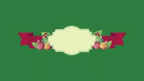 Sign on it fruit red ribbon frame label isolated isolated on green screen Stock Footage 336858112