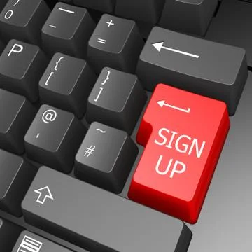 Sign up key on computer keyboard Stock Illustration