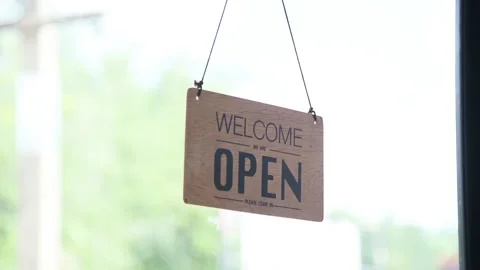 Sign label on the door store is closing earlier for social distancing Stock Footage 134665953