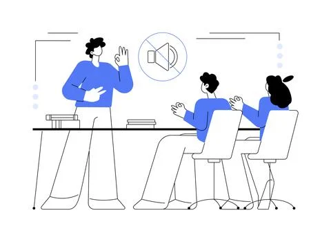 Sign language classes abstract concept vector illustration. Illustrazione stock