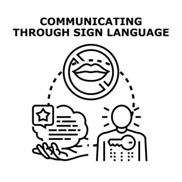 Sign language communicating concept for deaf people Stock Illustration