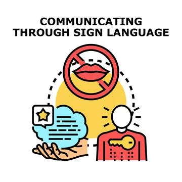 Sign language communicating concept for deaf people Stock Illustration