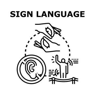 Sign language communication deaf people accessibility Stock Illustration