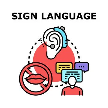 Sign language communication for hearing support and inclusivity Stock Illustration