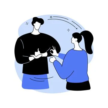 Sign language conversation abstract concept vector illustration. 스톡 일러스트