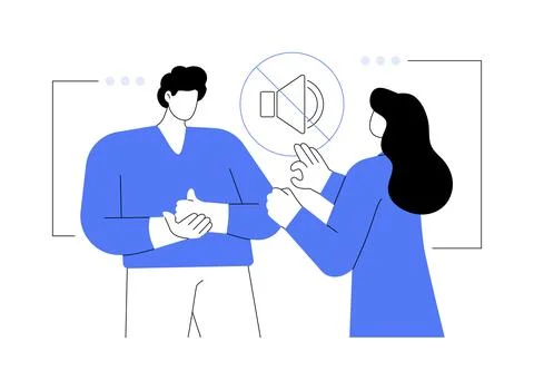 Sign language conversation abstract concept vector illustration. 스톡 일러스트