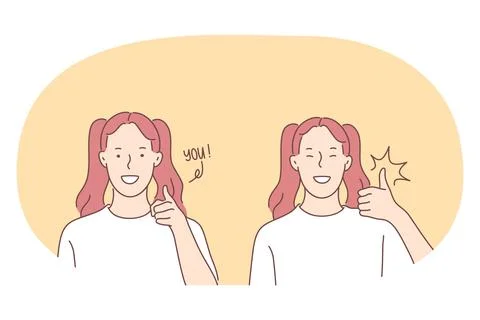 Sign language, gestures, hands communication concept Illustrazione stock