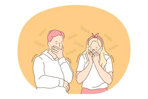 Sign language, gestures, hands communication concept Illustrazione stock