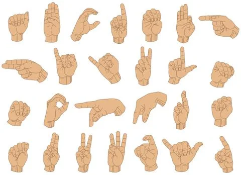 Sign Language Hands Stock Illustration