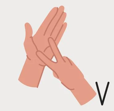 Sign language letter V. Vector illustration Stockillustratie