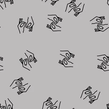 Sign language line seamless pattern Stock Illustration