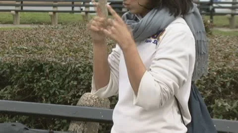 Sign language at protest march Stock Footage 22118712