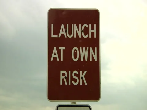 Sign "Launch at own risk" Stock Footage 41386493